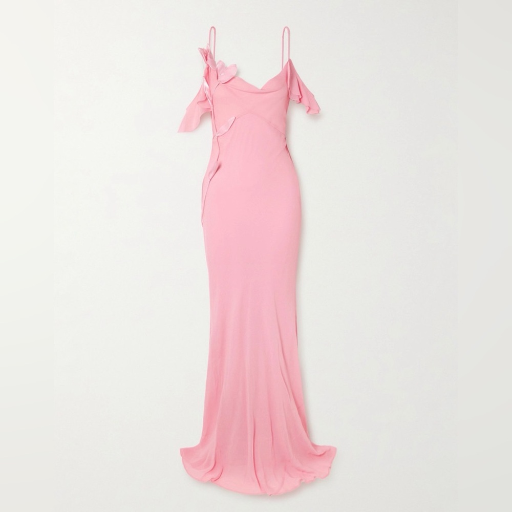 Self-Portrait Pink Spaghetti-Strap Maxi Dress